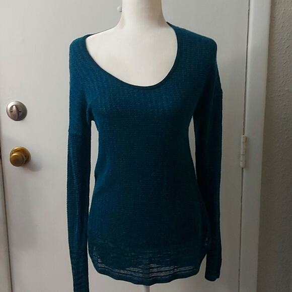 Simply Vera Vera Wang Tuirquoise Crew Neck High Low Sweater  L Casual Comfy Cozy - Picture 1 of 7